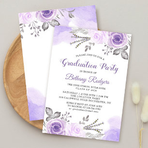 Invitación Partido de Graduación de Jardín Rosa Púrpura moda