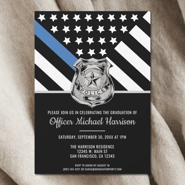 Invitación Partido de Graduación de la Academia de Policía (Police Academy Law Enforcement Graduation Party Invitation)