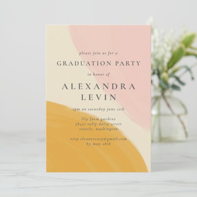 Invitación Partido de Graduación de la Acuarela del Naranja R (Anverso de pie)
