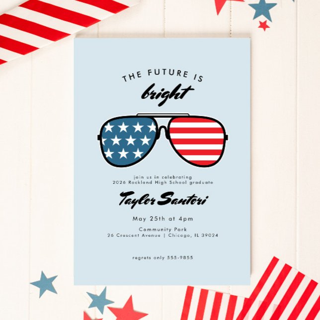 Invitación Partido de Graduación de la Bandera Americana Gafa (Subido por el creador)