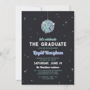Invitación Partido de Graduación de la bengala del Retro Turq