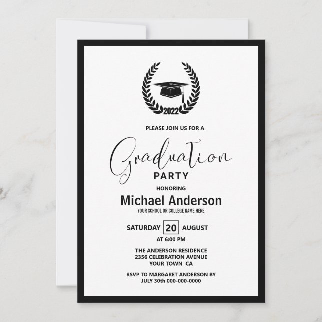 Invitación Partido de Graduación de la Corona y el Mortarboar (Anverso)