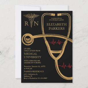 Invitación Partido de Graduación de la Enfermería de Oro Negr