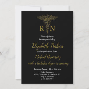 Invitación Partido de Graduación de la Enfermería de Oro Negr