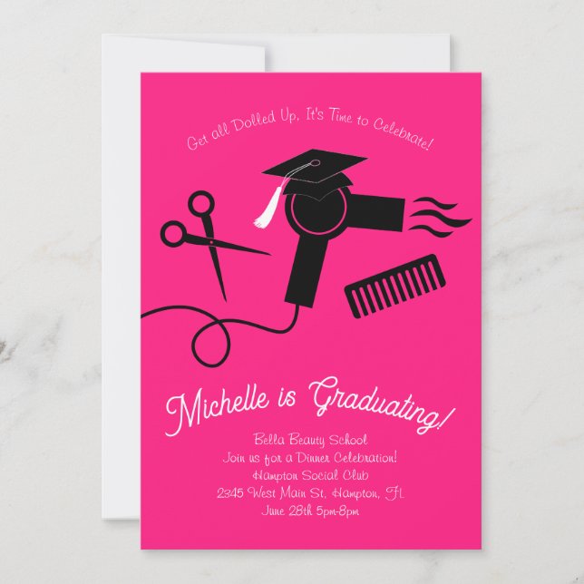 Invitación Partido de graduación de la Escuela de Belleza Hai (Anverso)