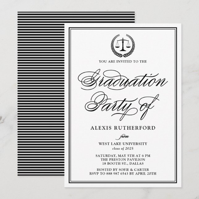 Invitación Partido de Graduación de la Escuela de Leyes Black (Anverso / Reverso)