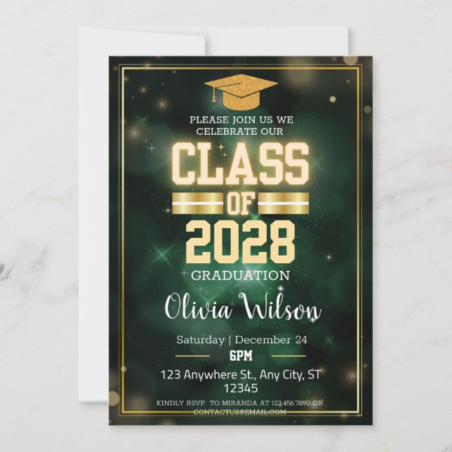 Invitación Partido de Graduación de la Escuela Verde y Oro (Anverso)