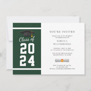 Invitación Partido de Graduación de la Foto Blanca Verde de 2