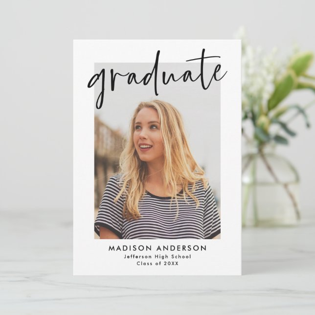 Invitación Partido de Graduación de la Foto con Guión Leído p (Anverso de pie)