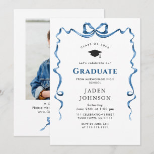 Invitación Partido de graduación de la FOTO de la cinta azul 