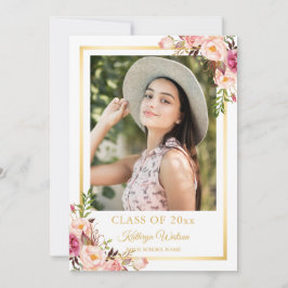 Invitación Partido de Graduación de la Foto Girly Rustic Flor