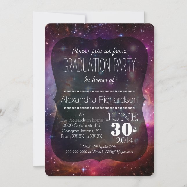 Invitación Partido de graduación de la galaxia hipster en el  (Anverso)
