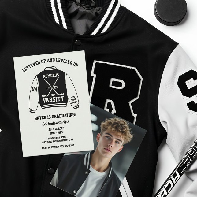 Invitación Partido de Graduación de la Ganadería de Hockey so (Hockey Graduation Party Invitation)
