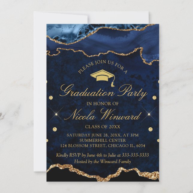 Invitación Partido de Graduación de la Marina Azul de Marble  (Anverso)
