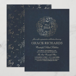 Invitación Partido de Graduación de la Marina Vintage Gold Fl