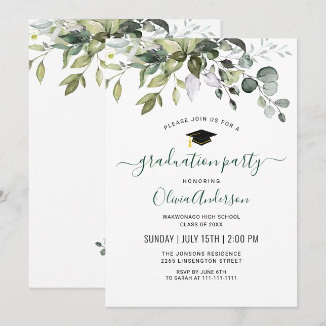 Invitación Partido de Graduación de la Naturaleza de Eucalypt (Anverso / Reverso)