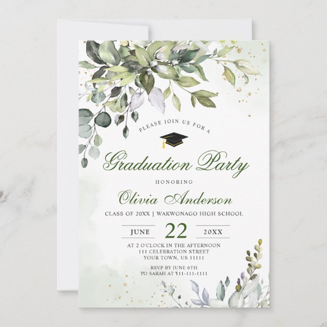 Invitación Partido de Graduación de la Naturaleza de Eucalypt (Anverso)