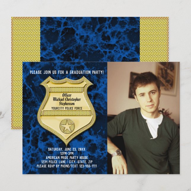 Invitación Partido de Graduación de la Policía de Foto de Mar (Anverso / Reverso)