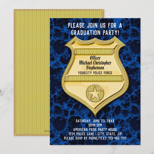 Invitación Partido de Graduación de la Policía de Mármol Azul (Anverso / Reverso)