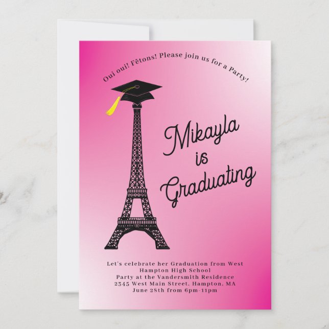 Invitación Partido de Graduación de la Torre Eiffel Francesa  (Anverso)