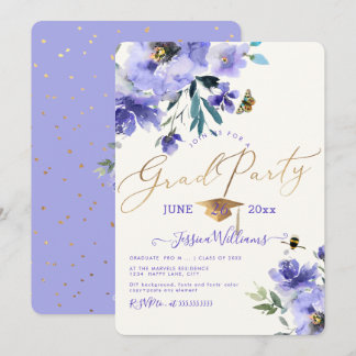 Invitación Partido de Graduación de las Acuarelas Florales de