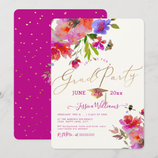Invitación Partido de Graduación de las Acuarelas Florales de