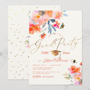 Invitación Partido de Graduación de las Acuarelas Florales de