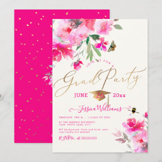 Invitación Partido de Graduación de las Acuarelas Florales de