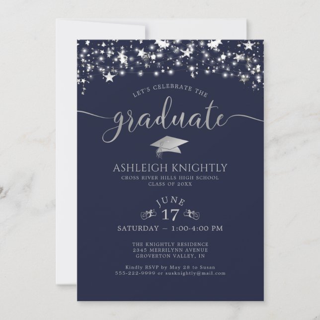 Invitación Partido de Graduación de las Estrellas de Confetti (Anverso)