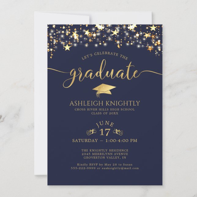 Invitación Partido de Graduación de las Estrellas de Confetti (Anverso)