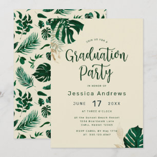 Invitación Partido de Graduación de las hojas verdes tropical
