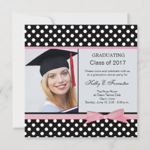 Invitación Partido de graduación de los puntos polka blancos