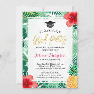 Invitación Partido de Graduación de Luau de Piña Tropical
