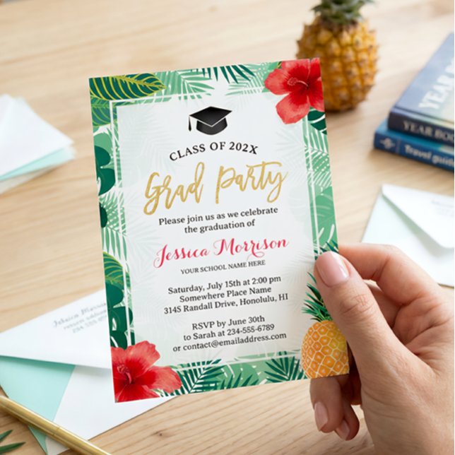 Invitación Partido de Graduación de Luau de Piña Tropical (Subido por el creador)