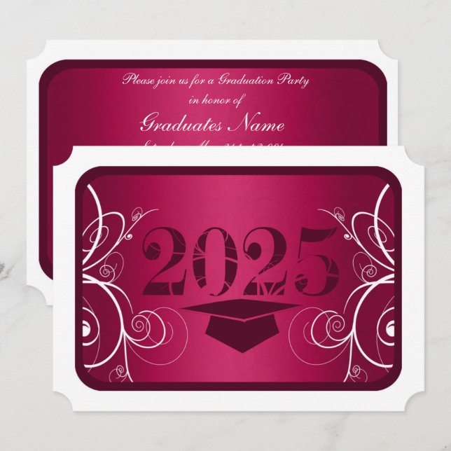 Invitación Partido de Graduación de Marco Blanco y Borgoña (Anverso / Reverso)