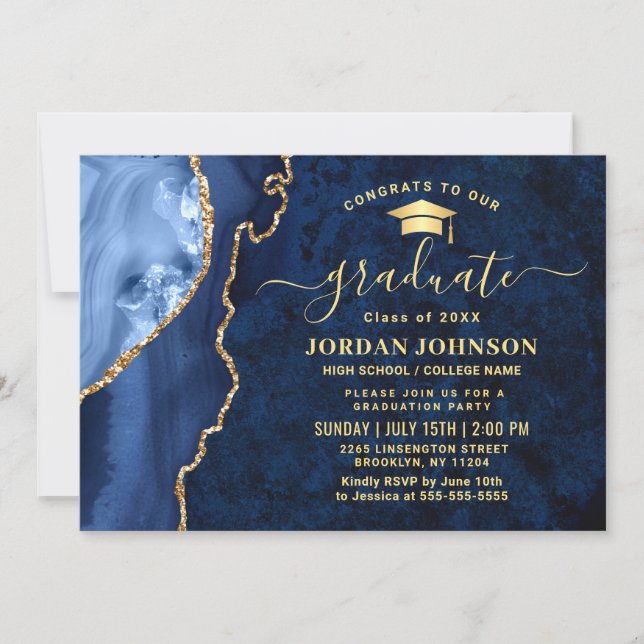 Invitación Partido de Graduación de Mármol Azul de la Marina  (Anverso)