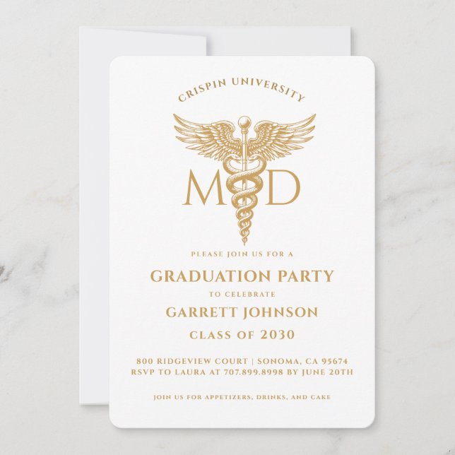 Invitación Partido de Graduación de Médicos de Oro Moderno (Anverso)