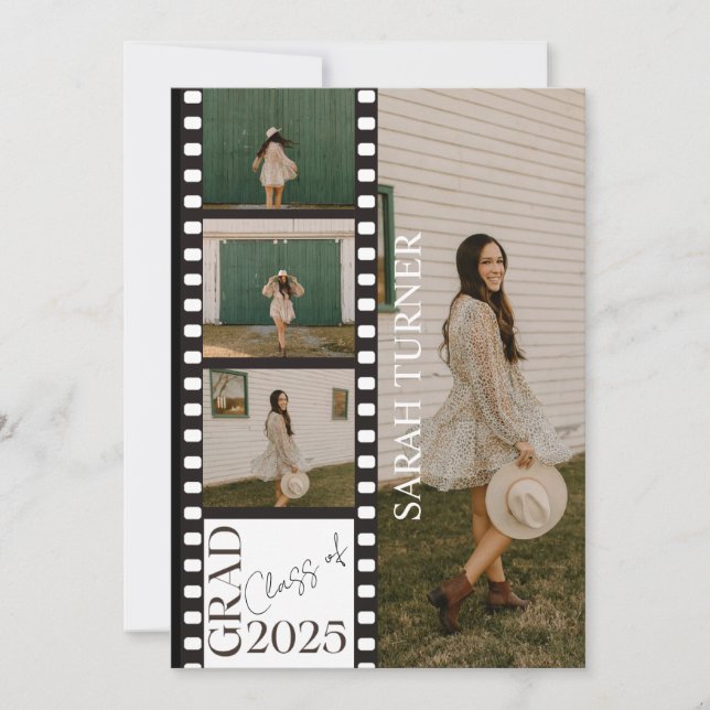 Invitación Partido de graduación de Moda Classic Photo Strip  (Anverso)