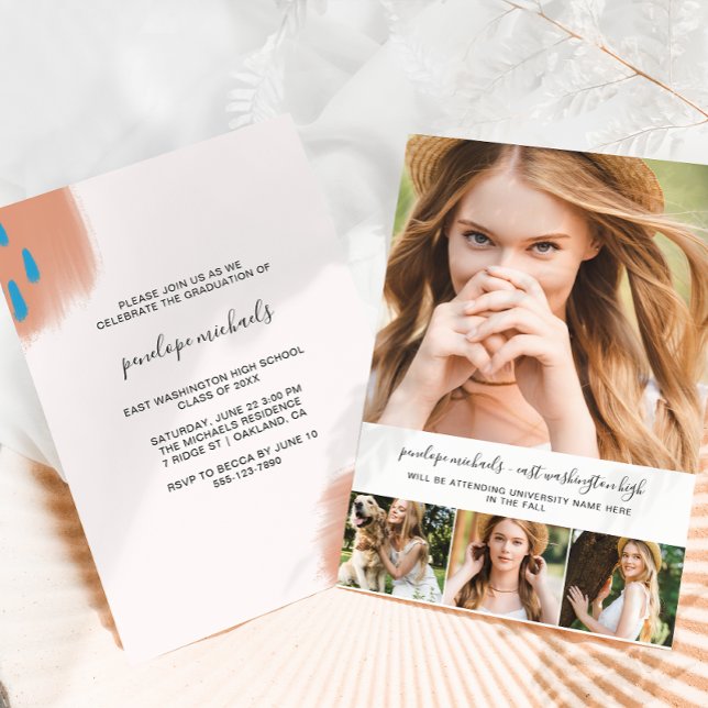 Invitación Partido de graduación de moda de Collage de fotos  (Subido por el creador)