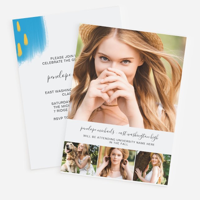 Invitación Partido de graduación de moda de Collage de fotos  (Subido por el creador)