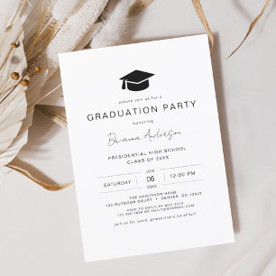 Invitación Partido de Graduación de Moda Minimalista Moderna