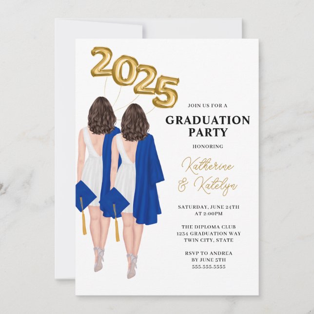 Invitación Partido de Graduación de Mujeres Gemelas (Anverso)