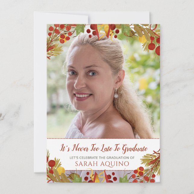 Invitación Partido de graduación de mujeres maduras (Anverso)