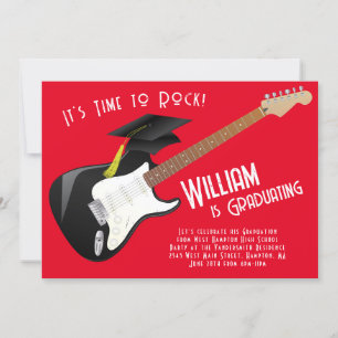 Invitación Partido de graduación de música rock de guitarra e