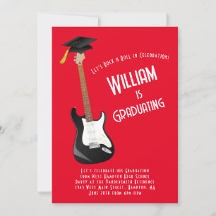 Invitación Partido de graduación de música rock de guitarra e