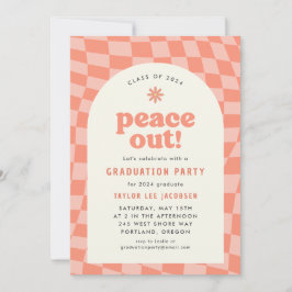 Invitación Partido de Graduación de naranja Retro Groovy 70