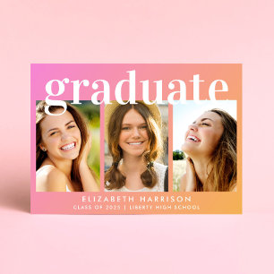 Invitación Partido de graduación de Naranja rosado de moda Co