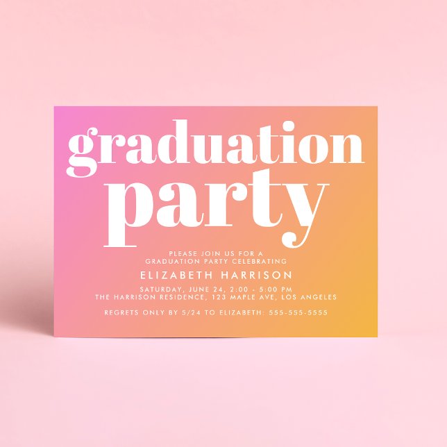 Invitación Partido de graduación de Naranjas rosados de moda (Subido por el creador)
