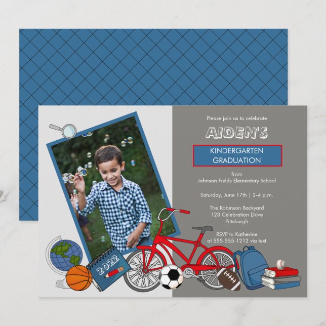 Invitación Partido de Graduación de Niños de Fotografía de Ki (Anverso / Reverso)