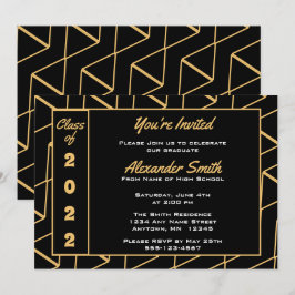 Invitación Partido de Graduación de Oro Negro Moderno
